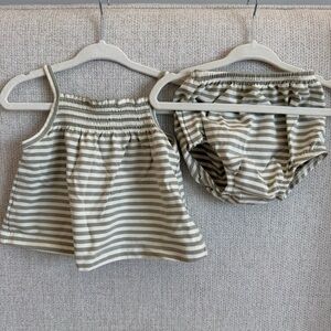 Quincy Mae Gray Striped Diaper Cover Set